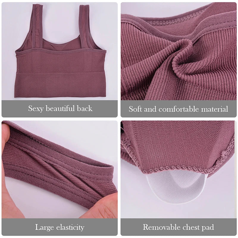 Women’s Seamless Sports Bra – Shockproof Push-Up Fitness Top | Anti-Sweat Yoga Crop Bra for Gym & Workout