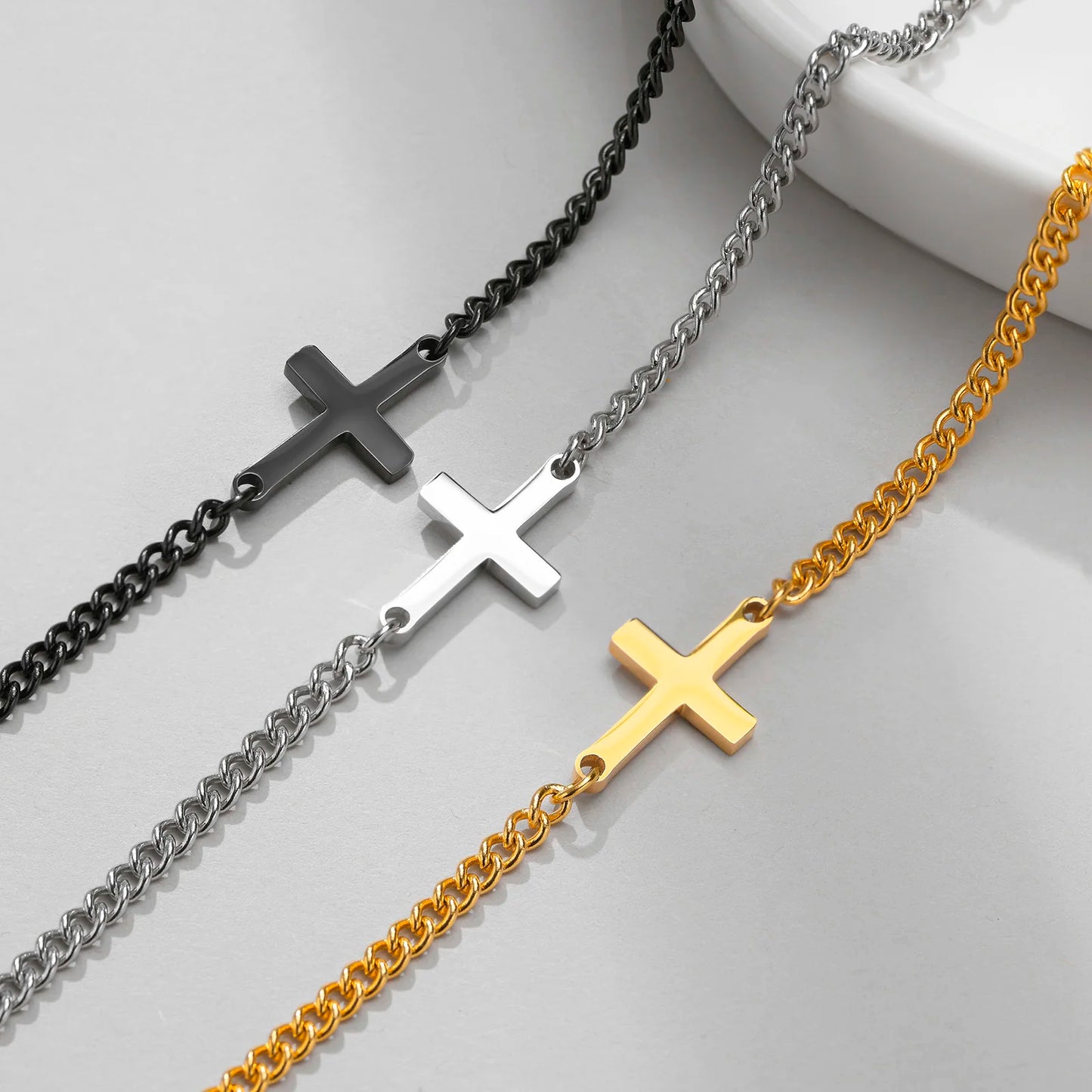 Men’s Stainless Steel Cross Bracelet –  Fashion Link Chain, Gift for Him