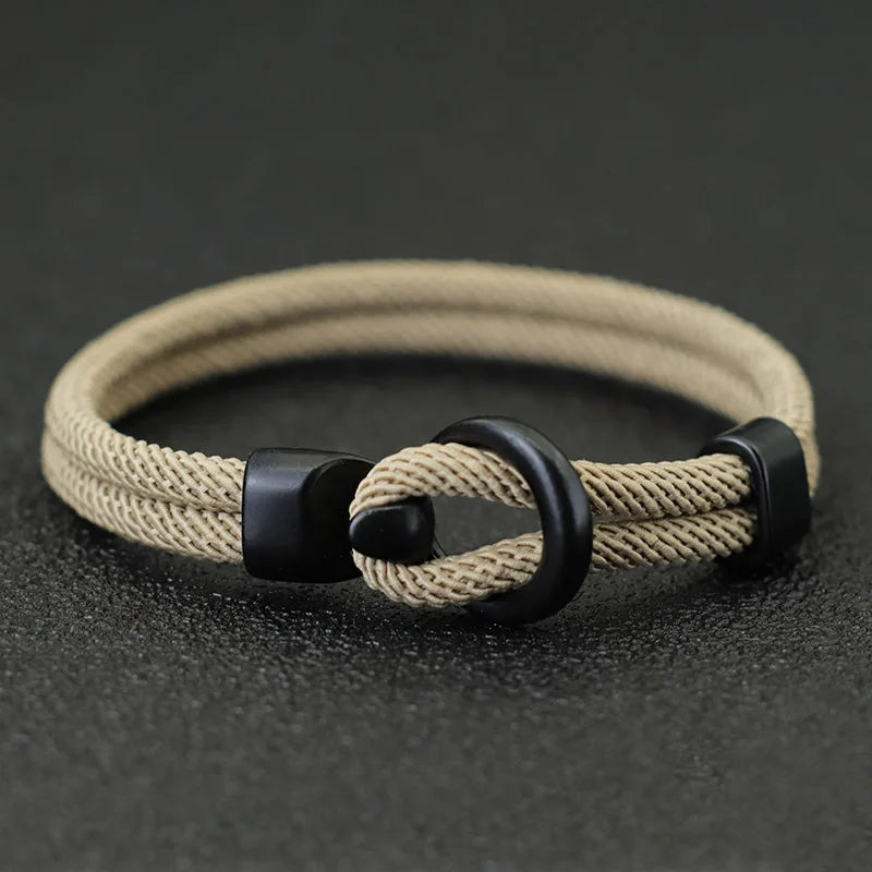 Men’s Double Layer Rope Bracelet – Outdoor Survival Paracord Bracelet, Trendy Charm Wristband Gift for Him