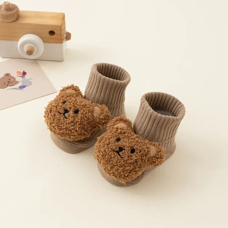 Cute Cartoon Bear Baby Socks – Soft Cotton Anti-Slip Warm Toddler Socks for Boys & Girls | Newborn Winter/Autumn Footwear