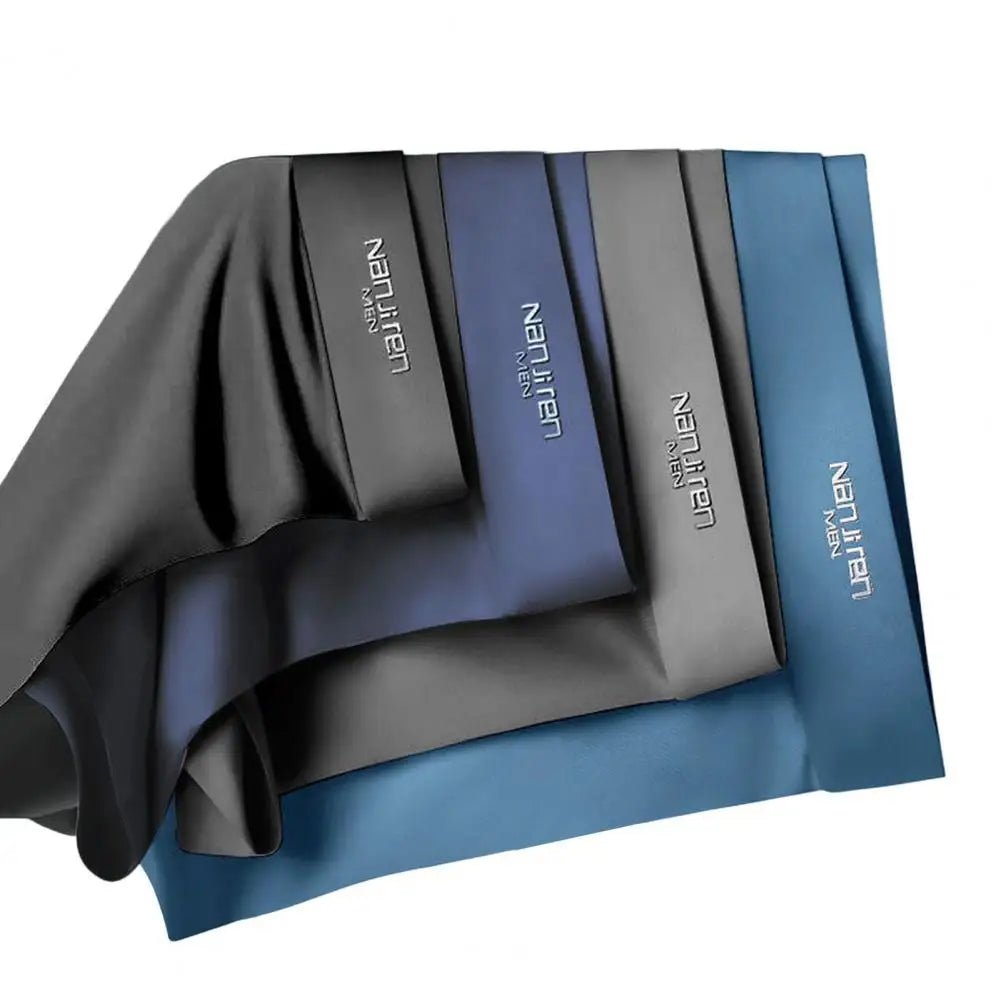 4-Pack Men’s Ice Silk Boxer Shorts – Breathable Seamless Underwear with Convex Design