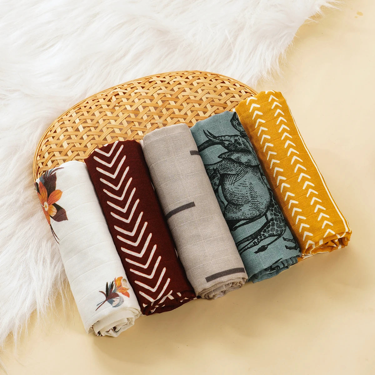 Muslin Swaddle & Burp Cloth Set – 100% Cotton Baby Washcloths - Soft Breathable Face & Hand Towels for Newborns