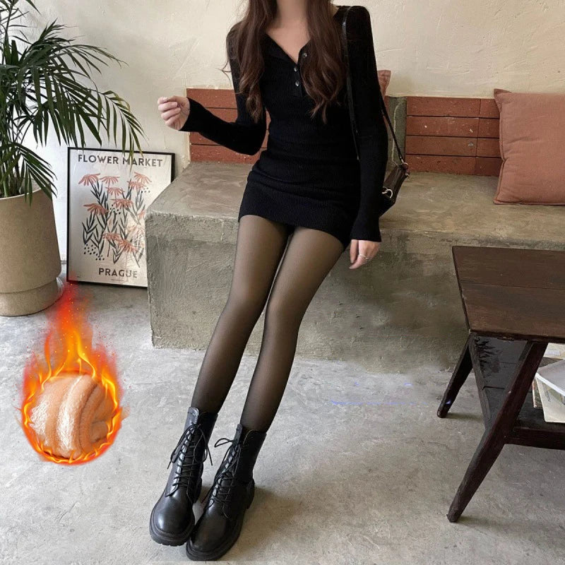 Women’s Winter Thermal Leggings – High Waist Fleece-Lined Slim Fit Pantyhose
