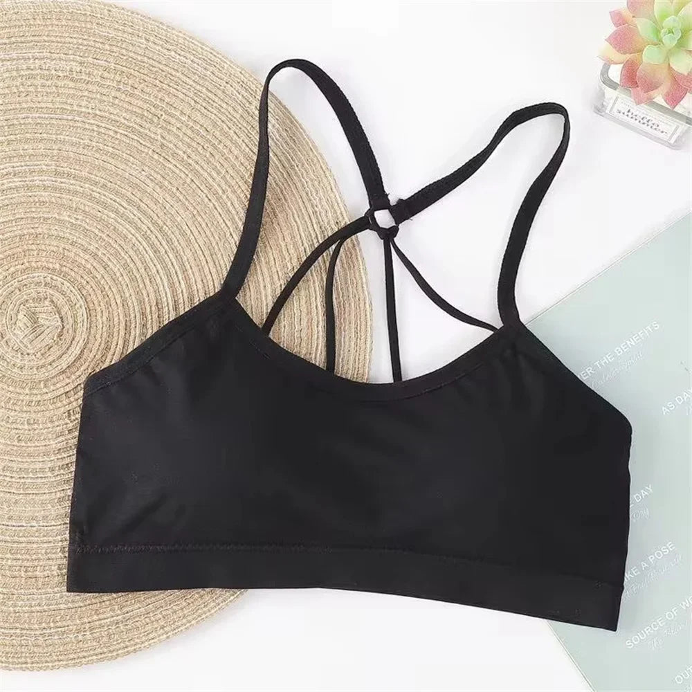 Women’s Letter Strap Back Sports Bra – Wireless, Padded, Wrap Chest Fitness & Yoga | Buy More, Pay Less