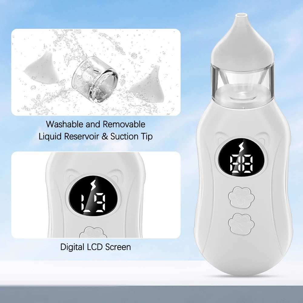 Baby Electric Nasal Aspirator – Quiet Rechargeable Nose Cleaner with 9 Suction Levels | Anti-Backflow